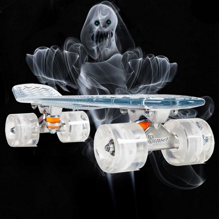 SUNSET SKATEBOARDS комплект скейтборд GHOST COMPLETE 22" (SS15) (CLEAR DECK - WHITE WHEELS)